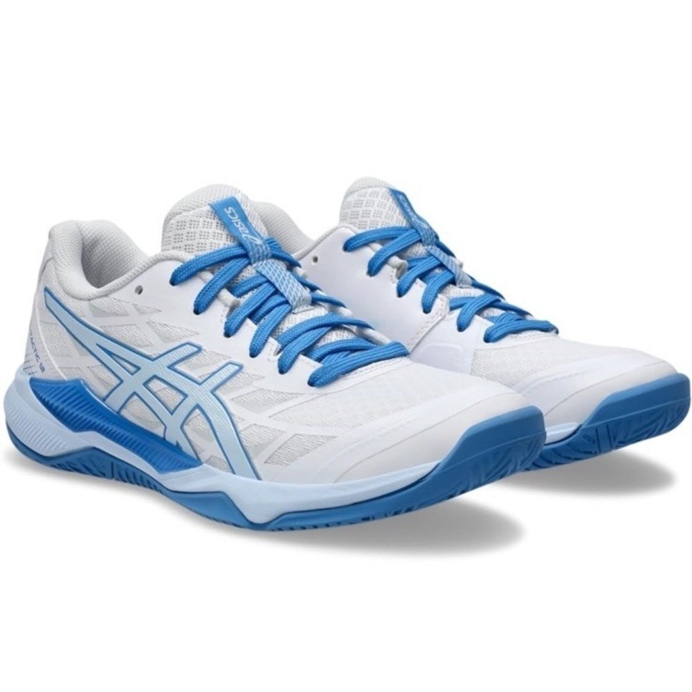 ASICS Gel-Tactic 12 Women's Size 10 White Blue Volleyball Indoor Court Shoes